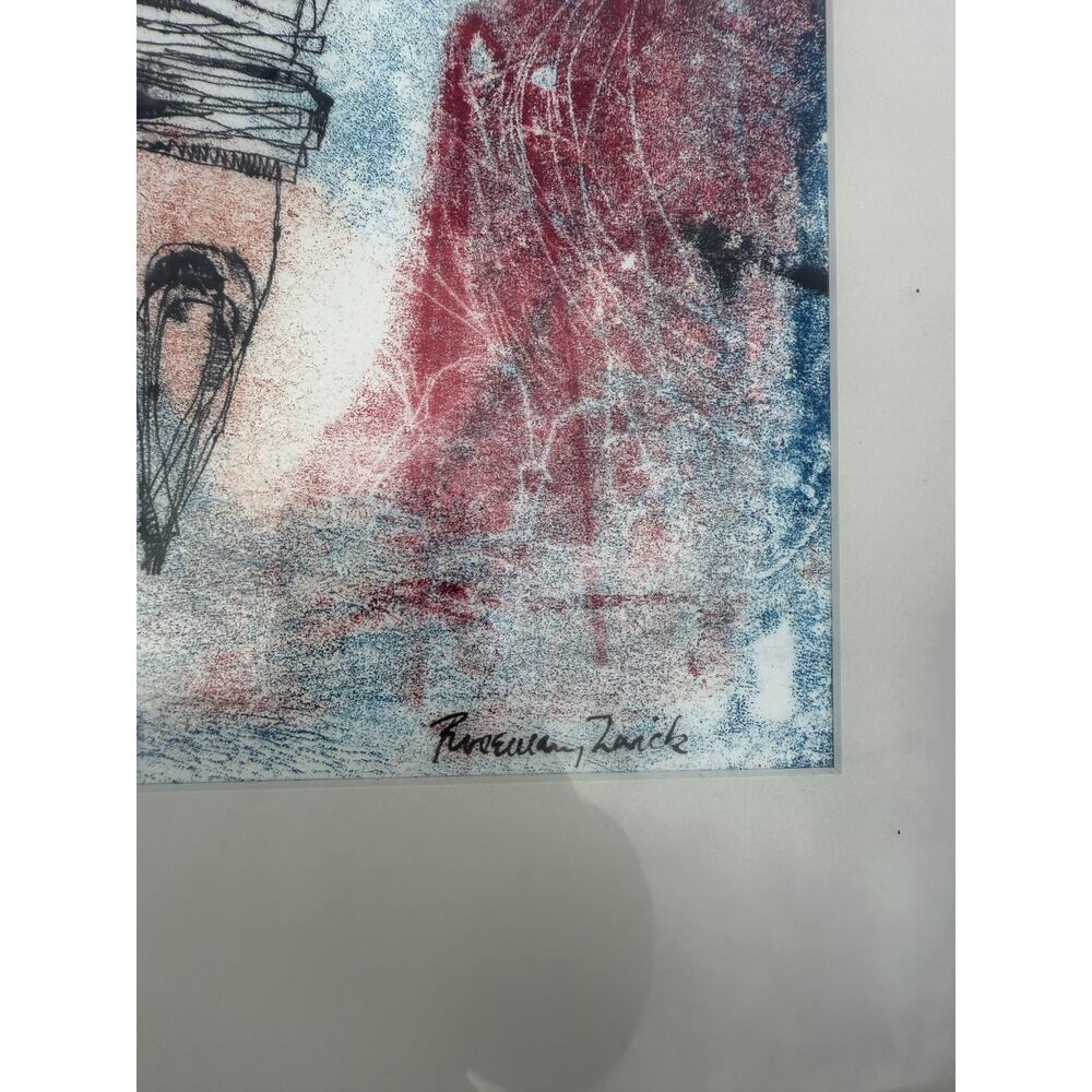 🎨 Rosemary Zwick Signed Abstract Mixed Media Print Framed Vintage Modern - Picture 3 of 7